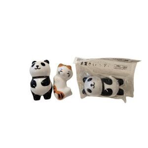 Daiso Chopstick Rest Set of 3 Ceramic Panda and Cat Japanese Kitchen Decor Used